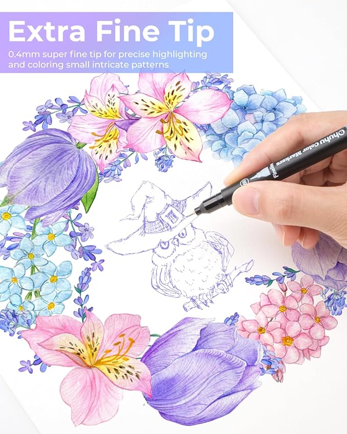 Ohuhu Markers for Adult Coloring Books No Bleeding 100 Colors Coloring Markers - Image 5