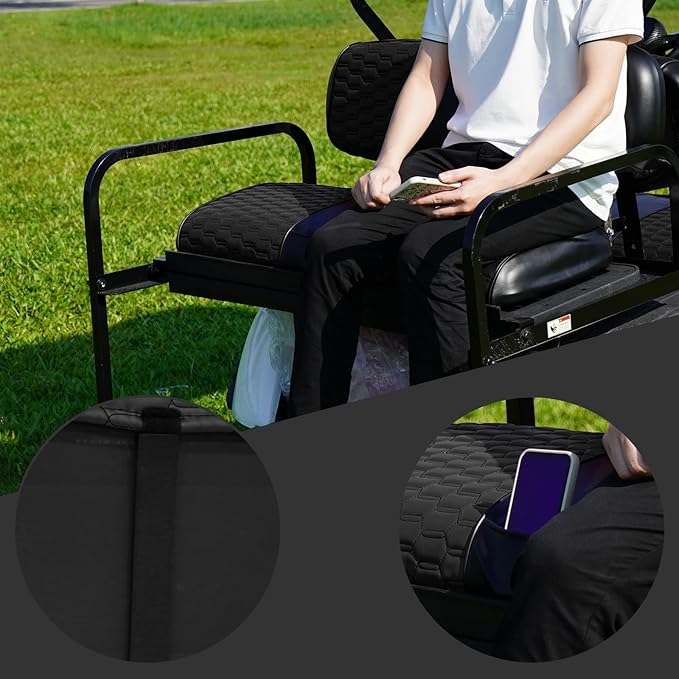 Golf Cart Seat Covers for EZGO TXT Club Car DS Gas or Electric OEM Regular Seat Cushion, No Staple, Golf Cart Vinyl Replacement Seat Cover