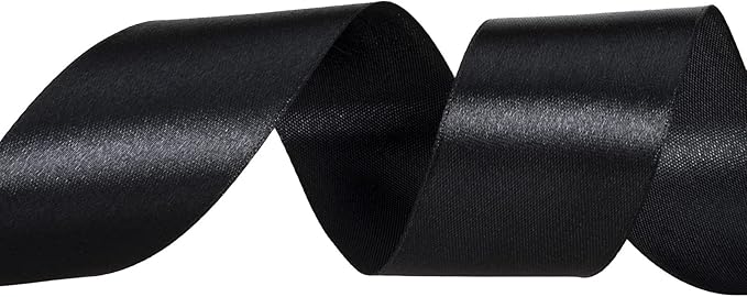 1 1/2 Inch Black Solid Satin Ribbon, 50 Yards Craft Fabric Ribbon - Image 3