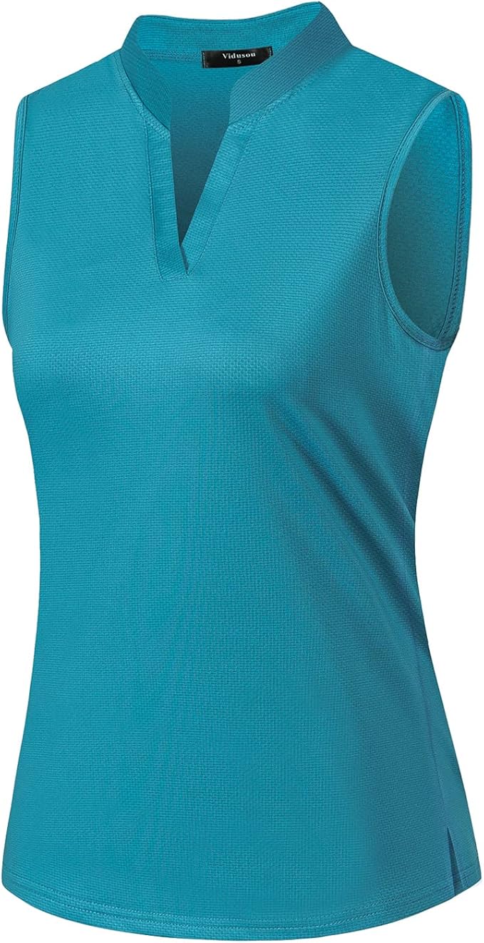 Womens Sleeveless V Neck Golf Polo Shirts