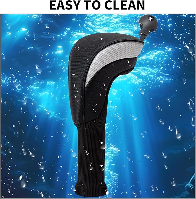Golf Club Head Covers for Woods 3/4/5/6 Pieces Long Neck Mesh Sports Golf Club Headcovers Set with Interchangeable No. Tags 3 4 5 6 7 X Golf Accessories for Men Women