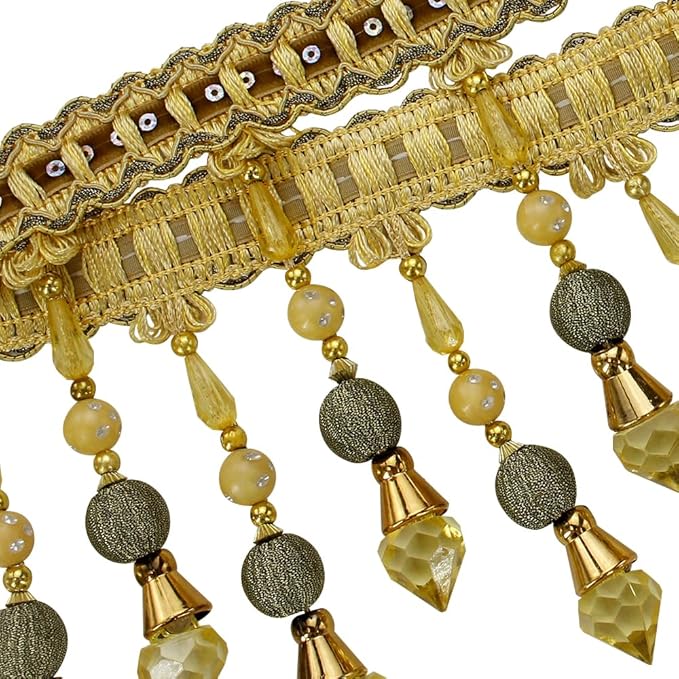 3yards Beading Fringe Trimming Long Beads Tassel Curtain Trim Ribbon Trim - Image 2