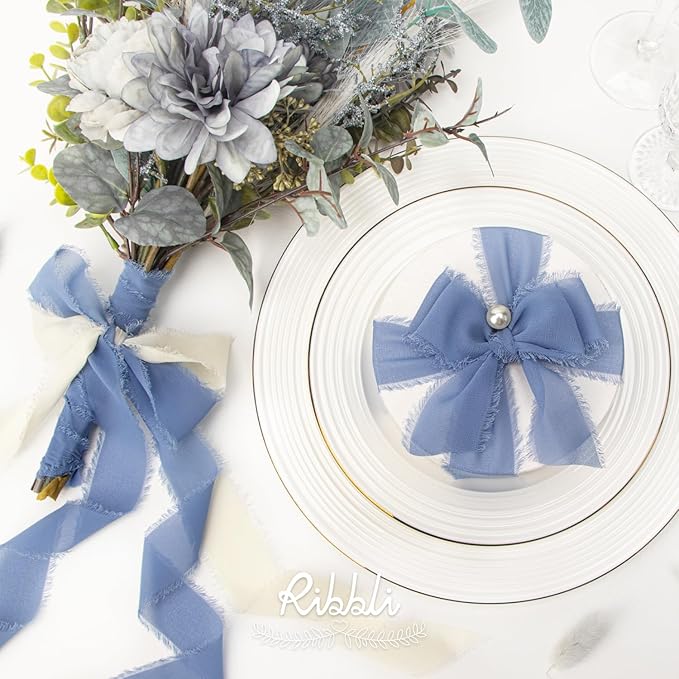 Ribbli Chiffon Silk Ribbon, 1.5 in x 30 Yards, Wedding Invitations, Bridal - Image 4