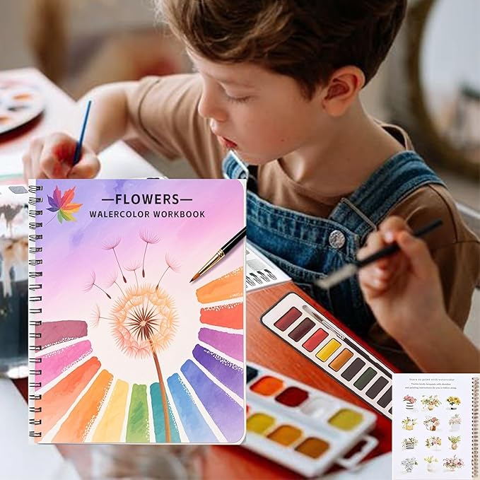 Watercolor Workbooks, Beginner Watercolor Painting Kit – 12 Colors Paint Set - Image 5