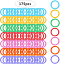 Haploon 175-Pack 1.1" Plastic Binder Clips Plastic Loose Leaf Rings Multi-Color by Haploon