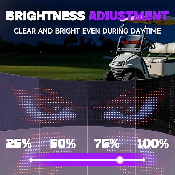 23x5inch Golf Cart Devil Eyes Light Sign, Programmable Flexible Screen for Windshield, DIY Dynamic Programmable with App Control fit for Golf Cart Trucks Suvs Decor
