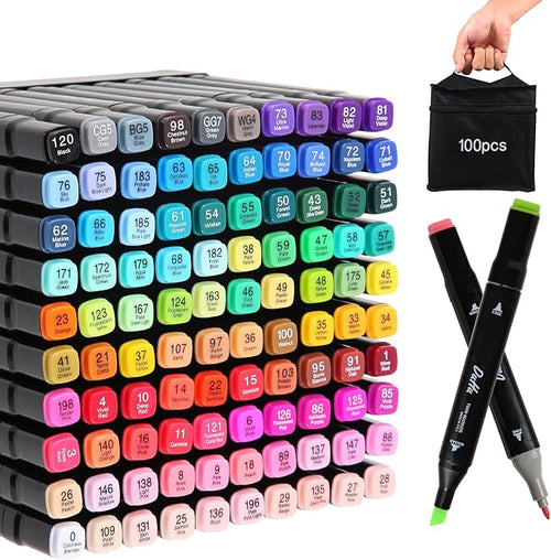 100 Colors Alcohol Markers Set, Dual Tips Blender Art Markers by MakeYouFallinLovewithArtLife