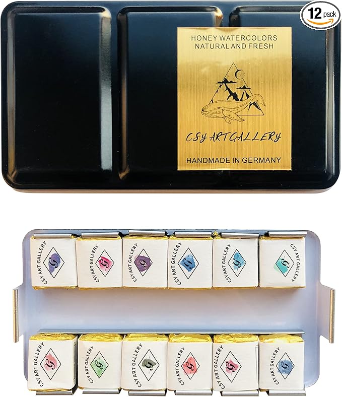 CSY art gallery Metallic Watercolor Paints Set Handmade Glitter Shimmering by CSY+art+gallery