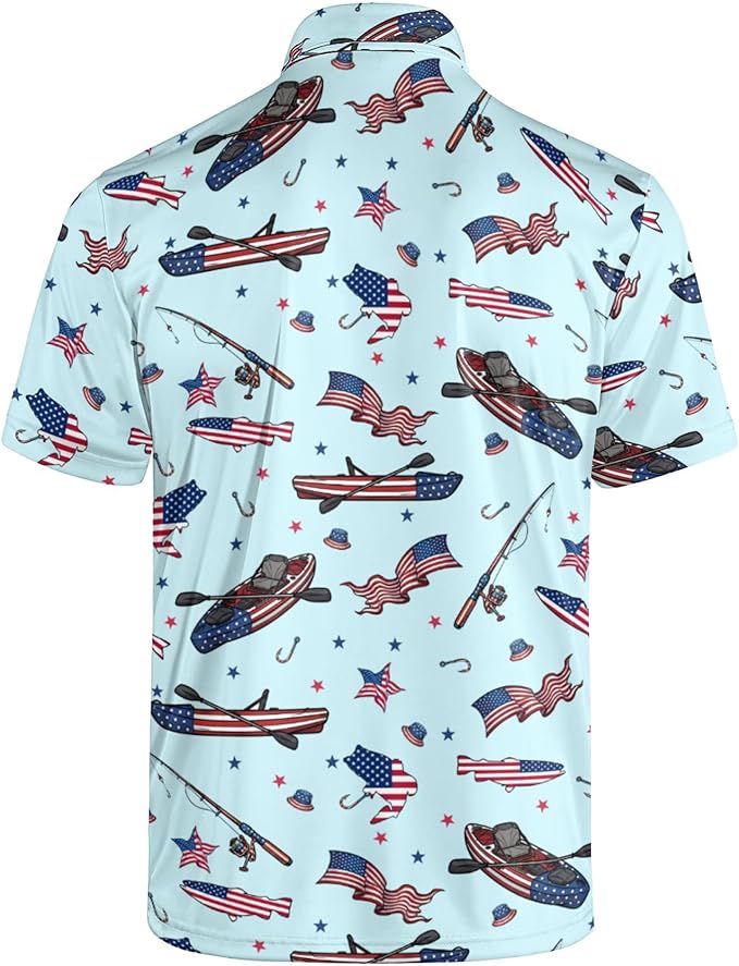 Golf Polo Shirts for Men Funny Print Short Sleeve Golf Shirts Performance Golf Polos