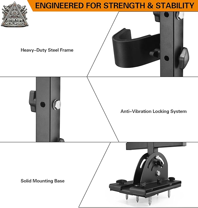 JOYOKYOPK UTV Gun & Tool Holder Floor Mount Rack – Adjustable Steel Gun Rack for Flat Floor UTVs, Fits Polaris Ranger RZR General Defender Mule & Golf Carts