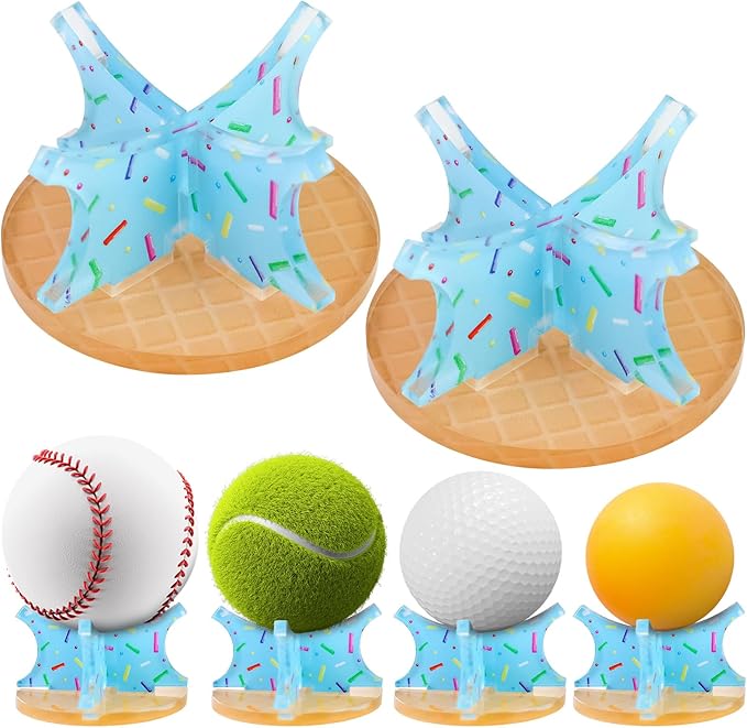 Ice Cream Baseball Holder for Balls - Novelty Baseball Display Stand for Souvenirs & Autographed Balls - Cute Desktop Baseball Case Decor for Boys Room & Kids Gifts, Single Ball Support