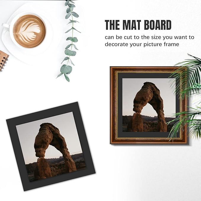 AUEAR, 15 Pack 12x12 Uncut Matte Boards Black Photo Mat Board Great - Image 5