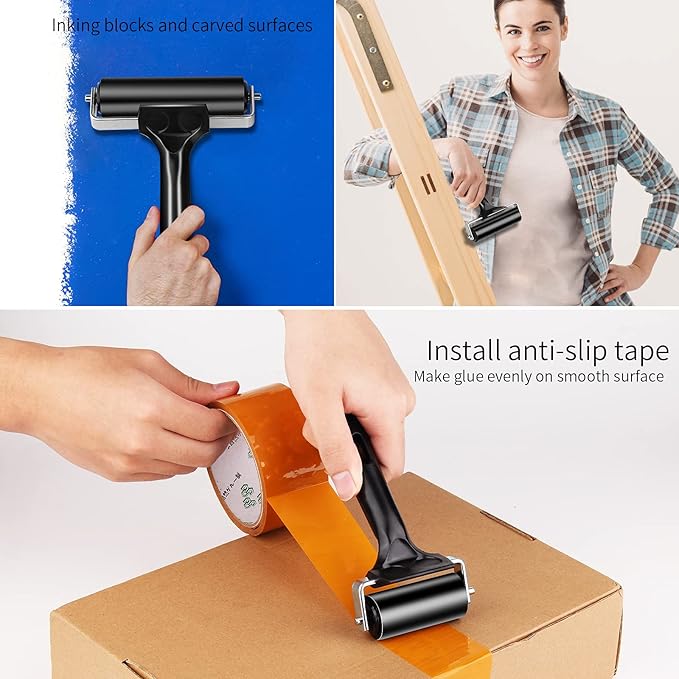 2Pcs Rubber Roller Brayer Rollers Hard Rubber 4 and 2.2 Inch - Image 5