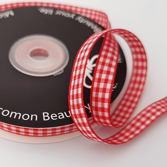 Red and White Gingham Ribbon 25 Yards Each Roll 100% Polyester - Image 7