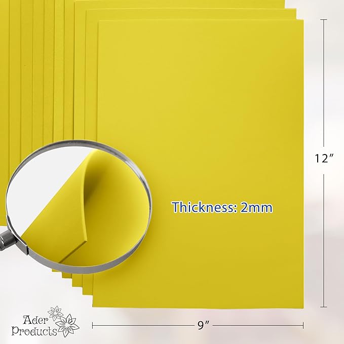 Yellow EVA Foam Sheets for Crafts, 9 x 12 Inch, 2mm Thickness, 15 Pack – Ideal - Image 2
