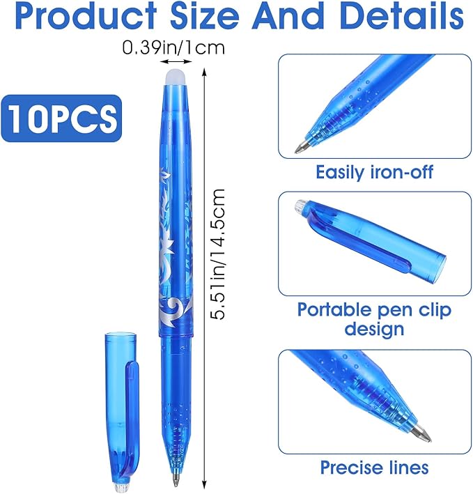 12pcs Heat Erasable Pens for Fabric, Fabric Marking Pens Fabrics Markers No - Image 2