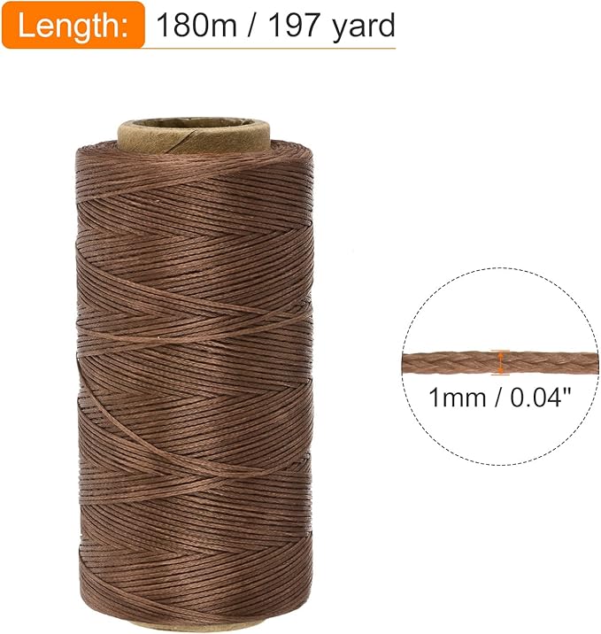 MECCANIXITY Waxed Thread, 197 Yard 1mm 210D Flat Wax Thread Polyester Waxed - Image 2