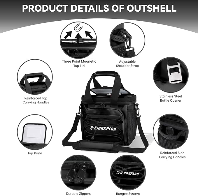 MORXPLOR Golf Cart Cooler with Magnetic Lid 12-Can Insulated Soft Cooler Bag Collapsible for Golf Cart,Golf Accessories,Lunch Camping Cooler Insulated Lunch Bag with Adjustable Shoulder Strap