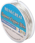 BENECREAT 32.81 Feet 24 Gauge Silver Square Copper Wire, Craft Copper Wire by BENECREAT