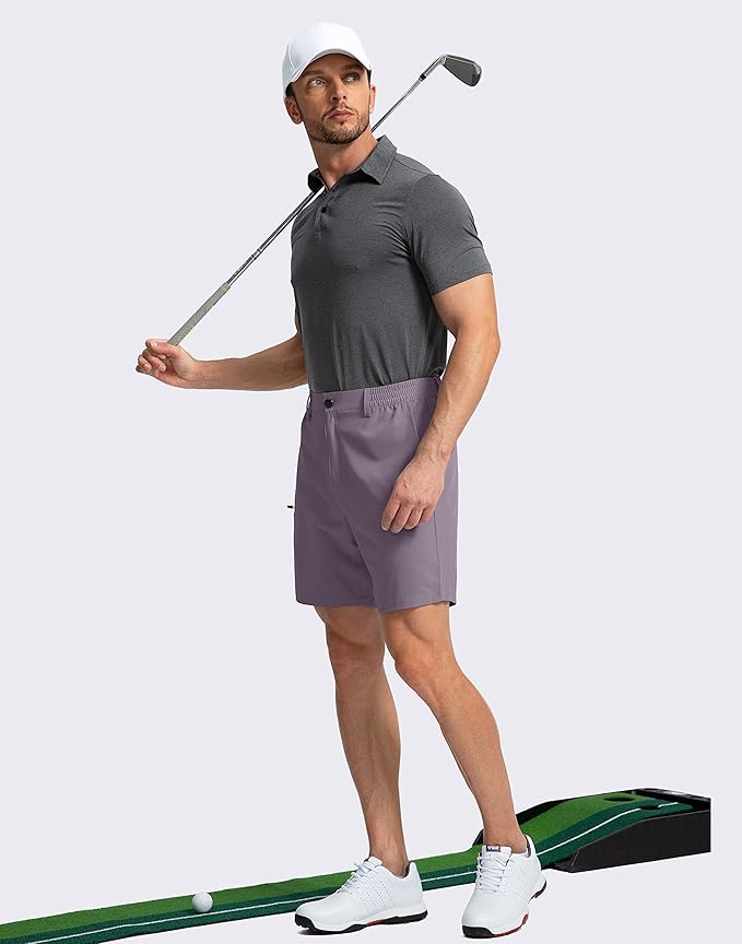 Pinkbomb Men's Golf Shorts with 6 Pockets Stretch Quick Dry Hiking Work Dress Shorts for Men