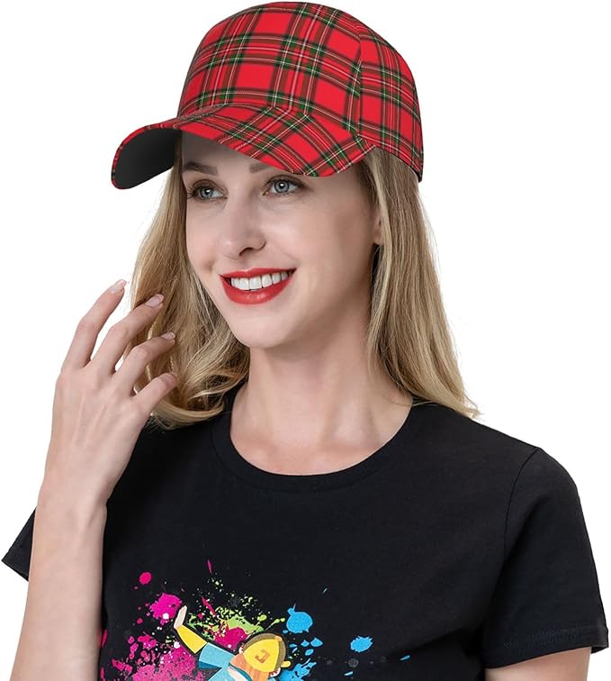 Vintage Cute Plaid Baseball Cap for Men Women,Adjustable Dad Hat Baseball Hat Summer Snapback Cap Outdoor