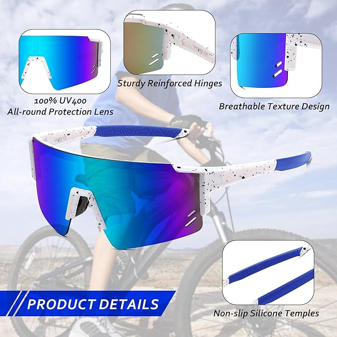 FEISEDY Kids Sunglasses Youth Baseball Sun Glasses, UV400 Sports Teens Cycling Shades for Boys Girls Age 8-16 B0048