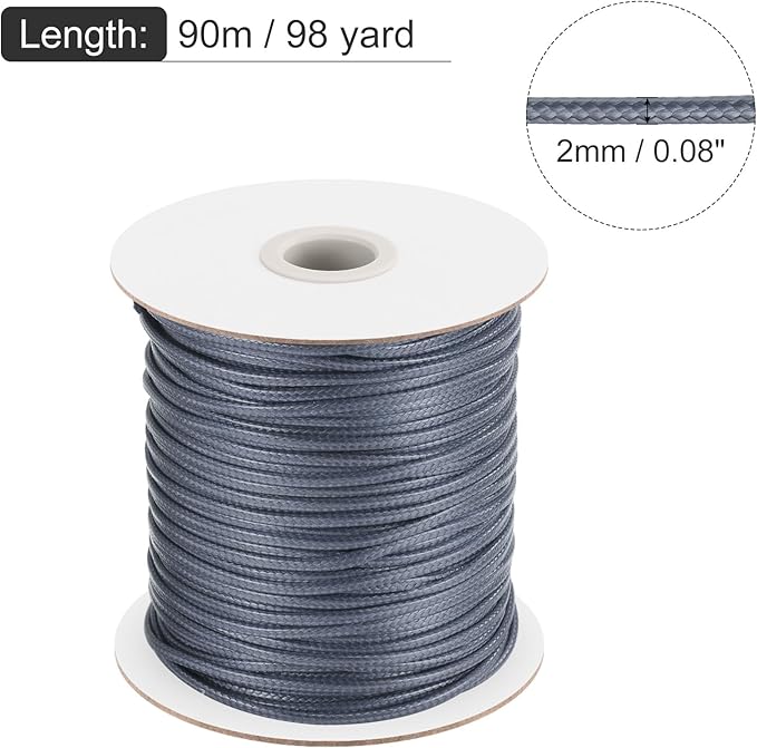 MECCANIXITY Waxed Cord 2mm Waxed Polyester Cord 98 Yard Wax String - Image 2