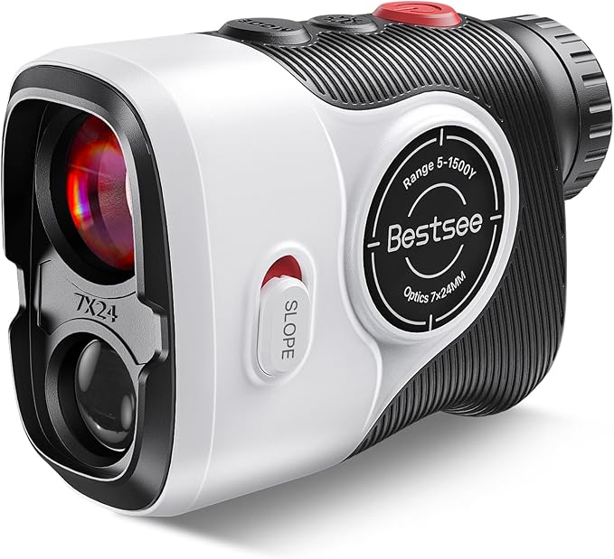 Golf Rangefinder with Slope & Red Backlight, 1500Yards Laser Range Finder, 0.3s FlagLock Vibration, 7X Magnification, Magnet Stripe, 85% Transmission Lens for Golfing/Hunting, Golf Accessories