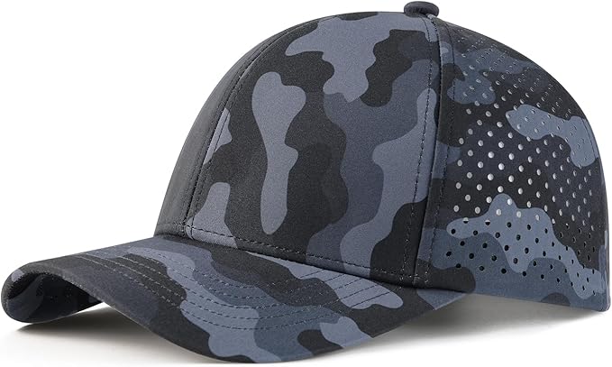 VOBOOM Men Quick Dry Baseball Cap Laser Cut Mesh Ball Curved Brim Snapback Hat