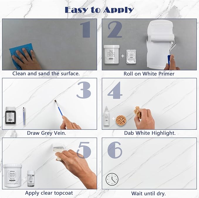 NADAMOO White Marble Countertop Paint Kit - Image 4