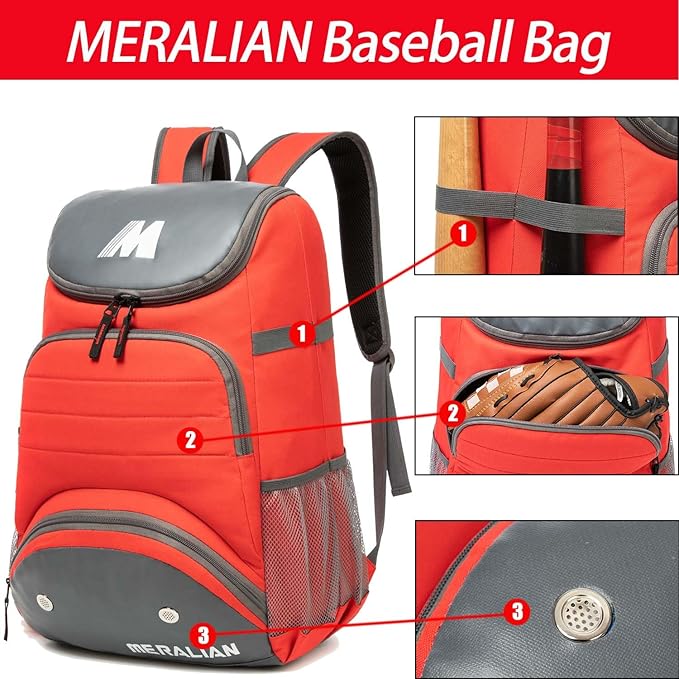 Baseball Bag - Lightweight Softball & T-Ball Backpack with Shoe Compartment for Equipment & Gear