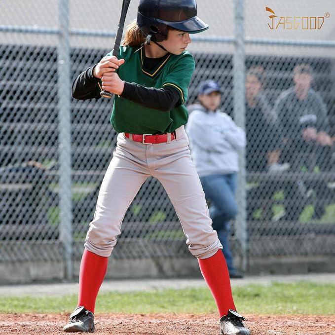 JASGOOD 2 Pack Baseball Socks and Belt Combo Set Softball Socks and Belts Elastic Waist Belt for Youth and Adult Boys