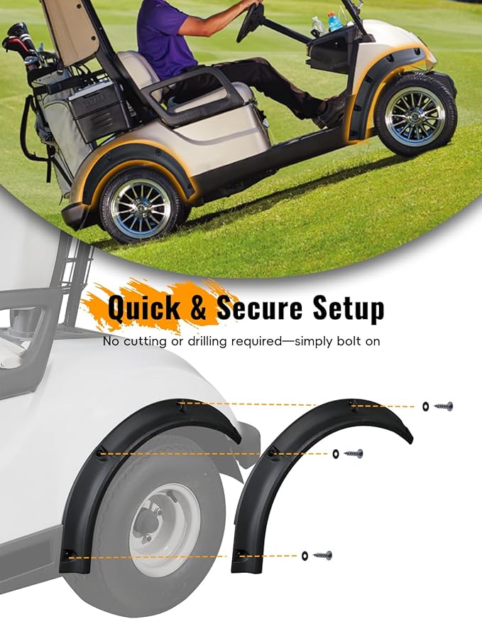 Golf Cart Fender Flares for Yamaha Drive2 G29 17-25, Combined Front & Rear Mud Guards Mud Flaps Only for Yamaha Drive2 G29 Standard and Unmodified Golf Carts Body 2017-2025 Accessories