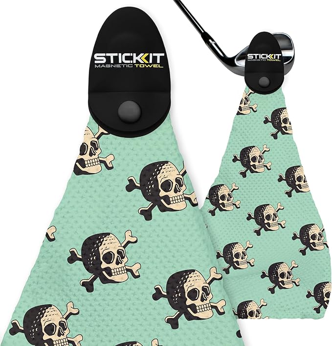 STICKIT Magnetic Golf Towel - Ultra-Absorbent with Waffle Weave Microfiber - Golf Towel with Magnet for Bags, Clubs & Carts - Removes Dirt, Grass, & Debris from Club Face - 29” x 29” (Seafoam Green)