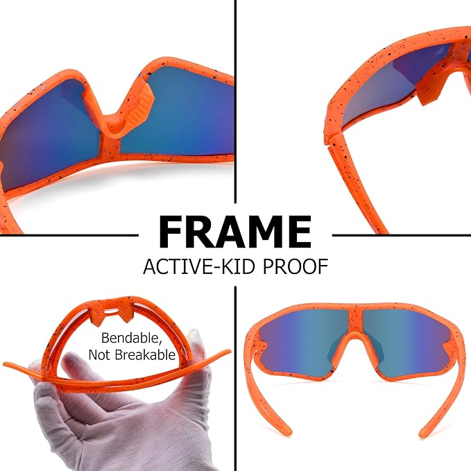 Kids Baseball Sunglasses - Youth Baseball Sunglasses for Boys Girls - Sports Softball Shades Age 6-14