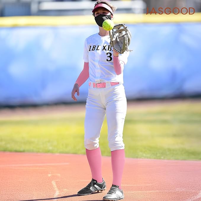Baseball Socks and Belt for Youth Adult Softball Socks Combo Elastic Waist Belt for Men Kids Boys Girls Women JASGOOD