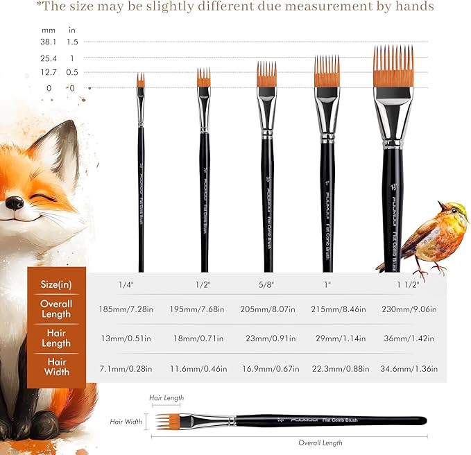 Fuumuui Grainer Brush Set–5pcs Professional Flat Comb Brushes - Image 6