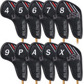 Big Teeth Golf Cover USA Stripe and Star Headcover Covers, Driver Fairway Wood Hybrid Headcovers Fits Blade Mallet Putter Iron and Woods with Magnetic Club Protector Pu Leather Golf Accessories