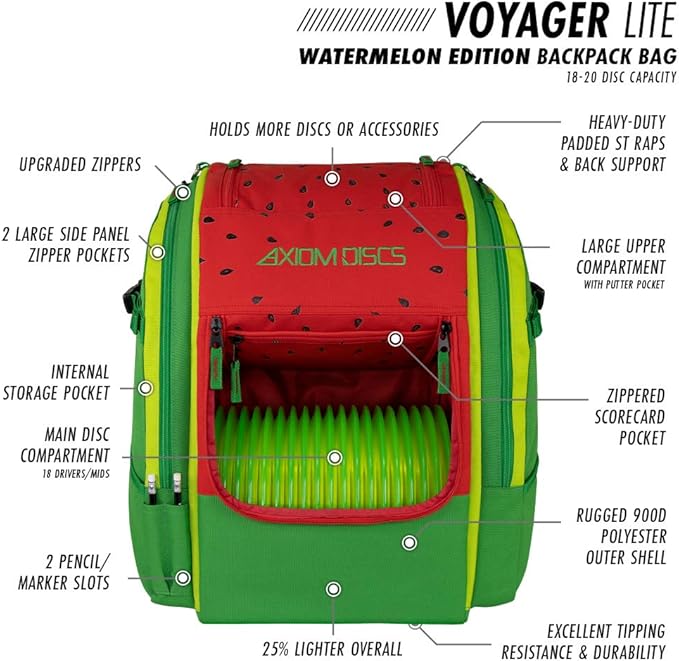 Axiom Discs Voyager Lite Backpack Disc Golf Bag (Choose Your Favorite Color)