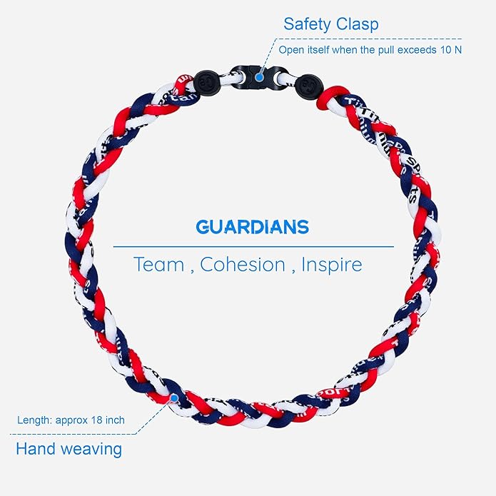 Baseball Rope Necklaces, League Team Colors Braided Necklace, Baseball Team Gifts