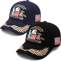 2 Pack 250 Anniversary USA Hat Embroidered Eagle & Liberty，Adjustable Patriotic American Flag Baseball Caps for Men Women