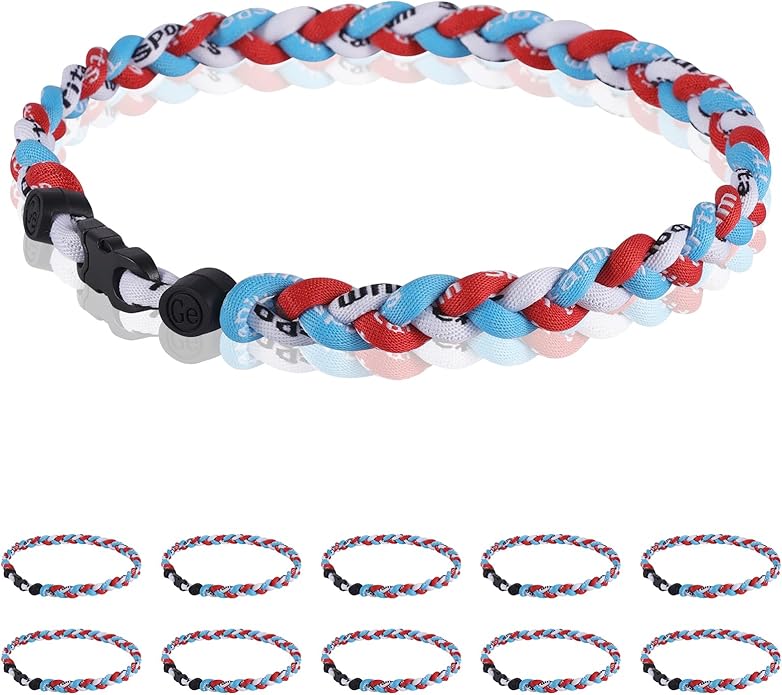 12 Pack Baseball Necklace 18inch, Team Gift for Baseball Funs, Three Braided Titanium Tornado Rope Design, with Muti - Color for Pick