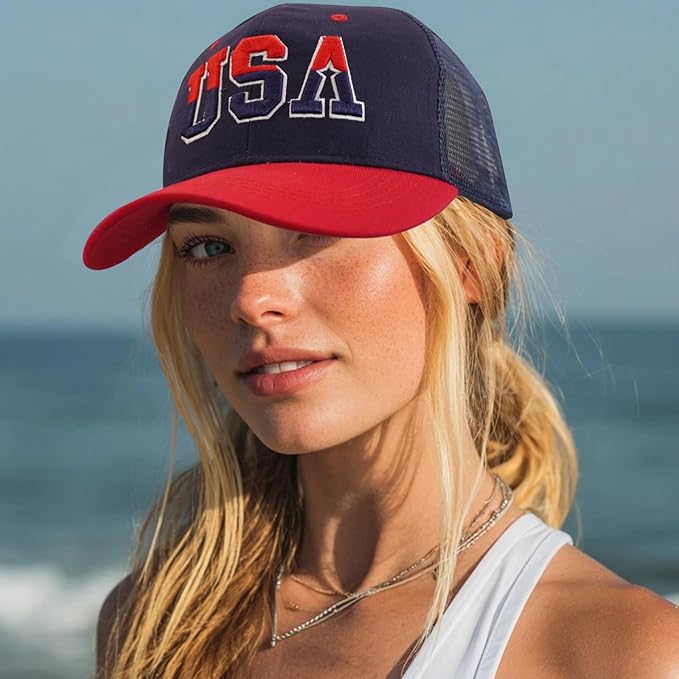 American Flag Patriotic Baseball Cap | Embroidered USA Flag 100% Cotton Adjustable Hat for Men & Women