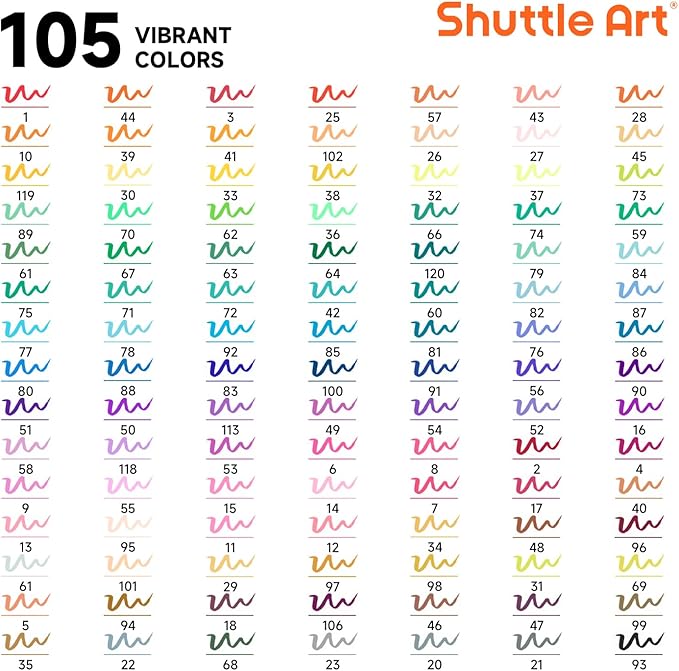 Shuttle Art Dual Tip Brush Marker Pens, 105 Colors Fine and Brush Tip Markers - Image 2