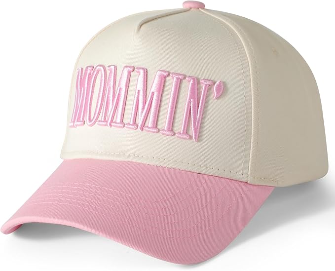 Mommin Trucker Hat, Mothers Day Gifts for Mom Wife, Vintage Two Tone Ponytail Baseball Cap, Adjustable Embroidered Hat
