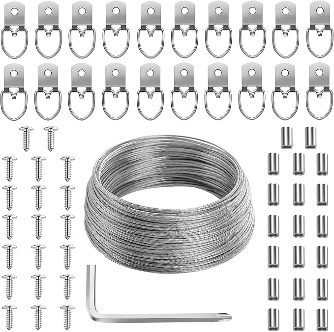 Mr. Pen- Picture Hanging Wire Kit, 100Ft Picture Wire Hanging, D Rings Picture by MrPen