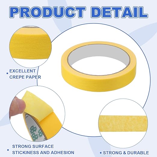 MECCANIXITY Masking Tape 0.7 Inch x 21 Yard Painter's Tape Yellow Paint Tapes - Image 3
