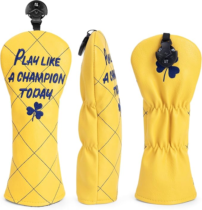 Golf Headcovers Play Like A Champion Today Golf Club Head Covers Advanced Embroidery Premium Leather Driver Headcovers Fairway Wood Covers Hybrid Cover Golf Mallet Putter Cover for DF3 OZ1