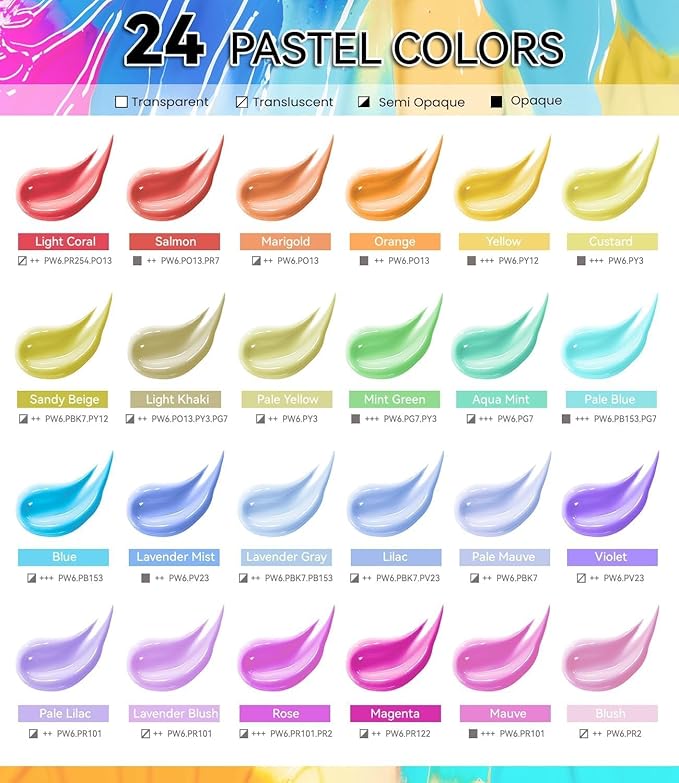 40 PCS Pastel Acrylic Paint Set - Image 3