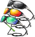 3 Pack Polarized Sports Sunglasses for Men, Mens Sunglasses Wrap Around UV Protection for Cycling Fishing Driving